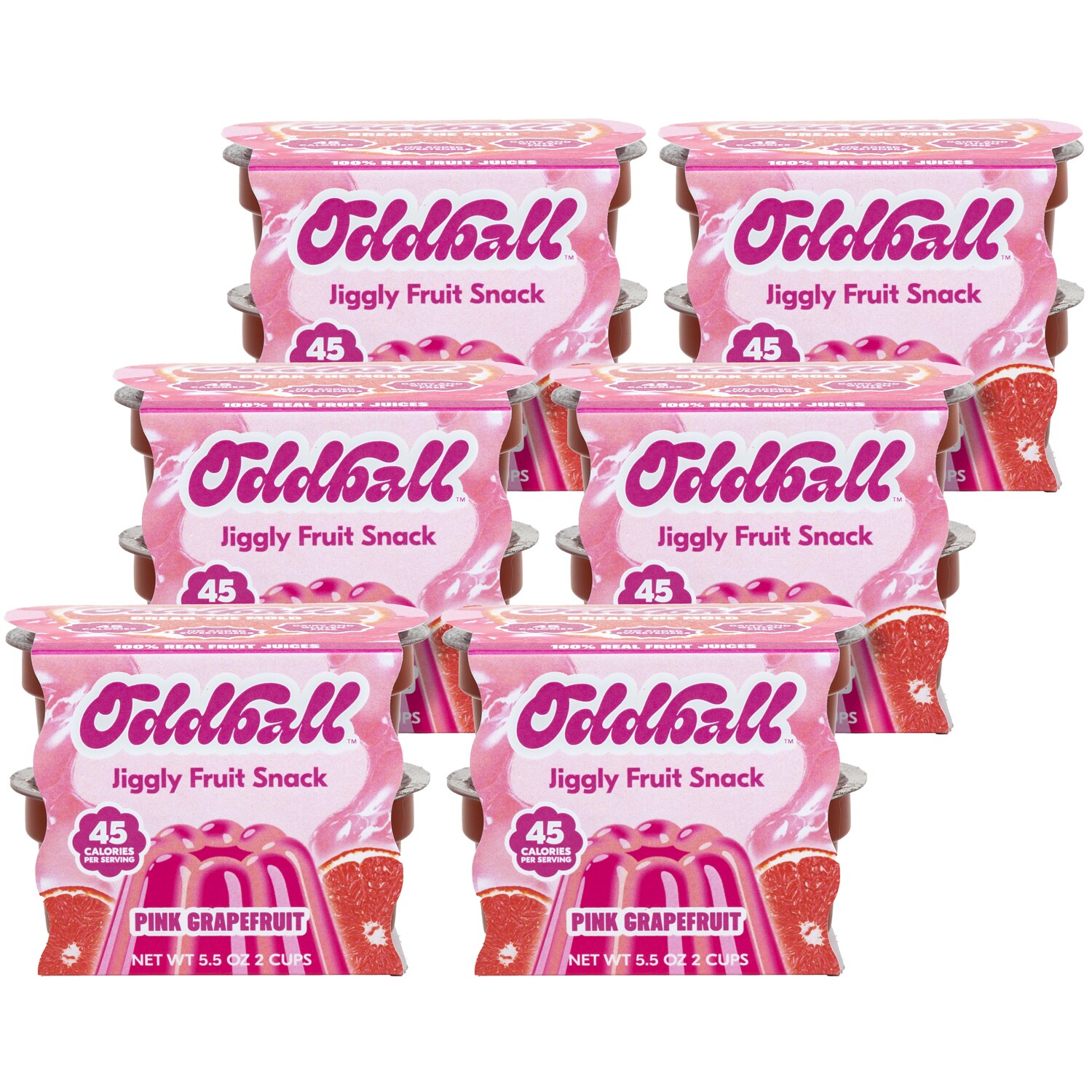 Oddball Jiggly Fruit Snack, Pink Grapefruit