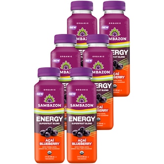 Sambazon Organic Energy Super Fruit Blend, Açai Blueberry, Case