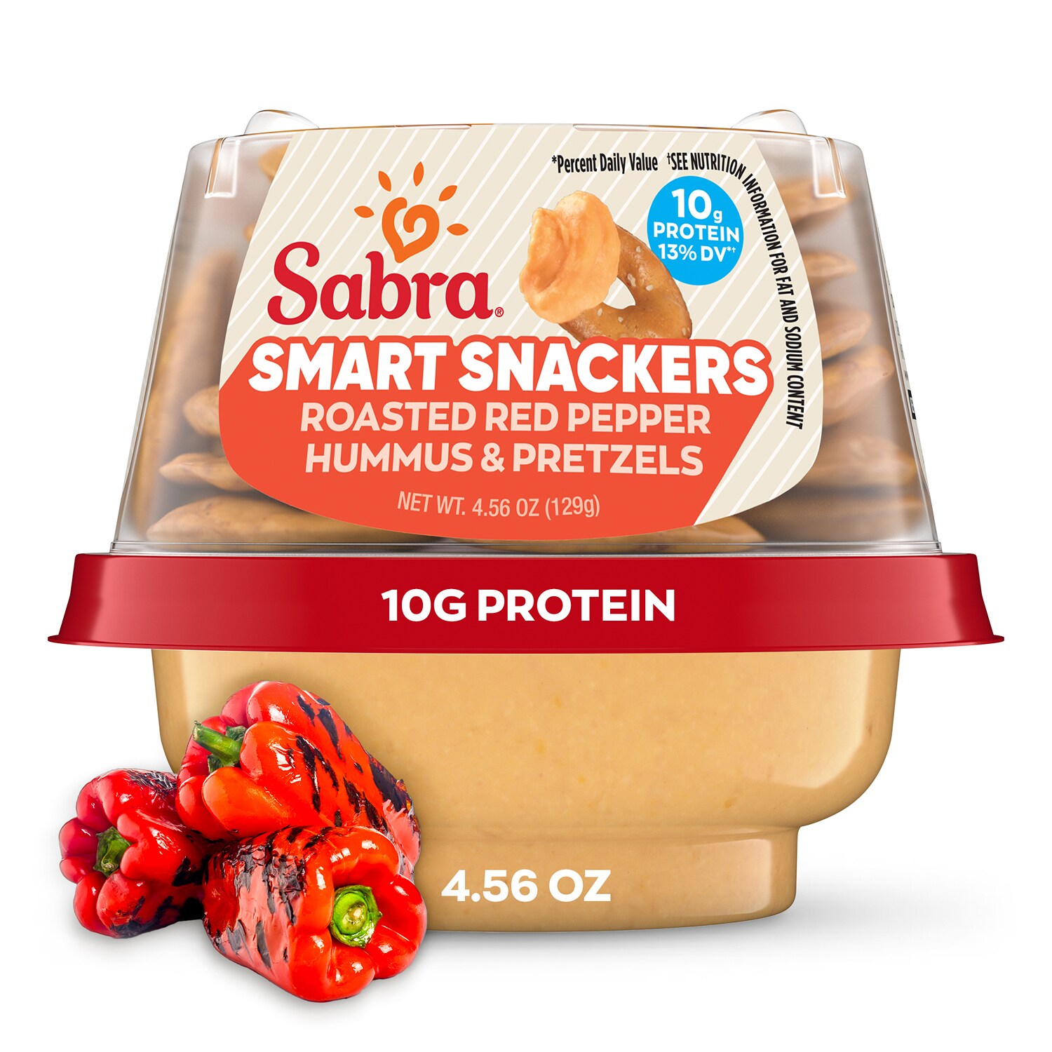 Sabra Snackers, Roasted Red Pepper Hummus & Pretzels
