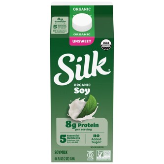 Silk Organic Soymilk, Unsweetened, Carton