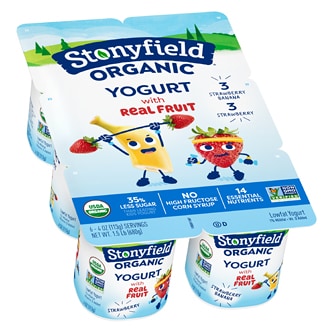 Stonyfield Organic Kids Lowfat Yogurt Cups, Strawberry and Strawberry Banana