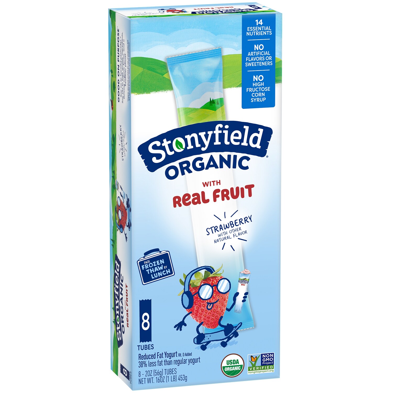 Stonyfield Organic Kids Lowfat Yogurt Tubes, Strawberry