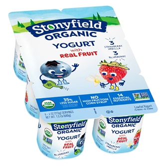Stonyfield Organic Kids Lowfat Yogurt Cups, Blueberry and Strawberry Vanilla