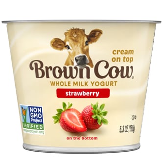 Brown Cow Fruit on the Bottom Cream Top Yogurt, Strawberry