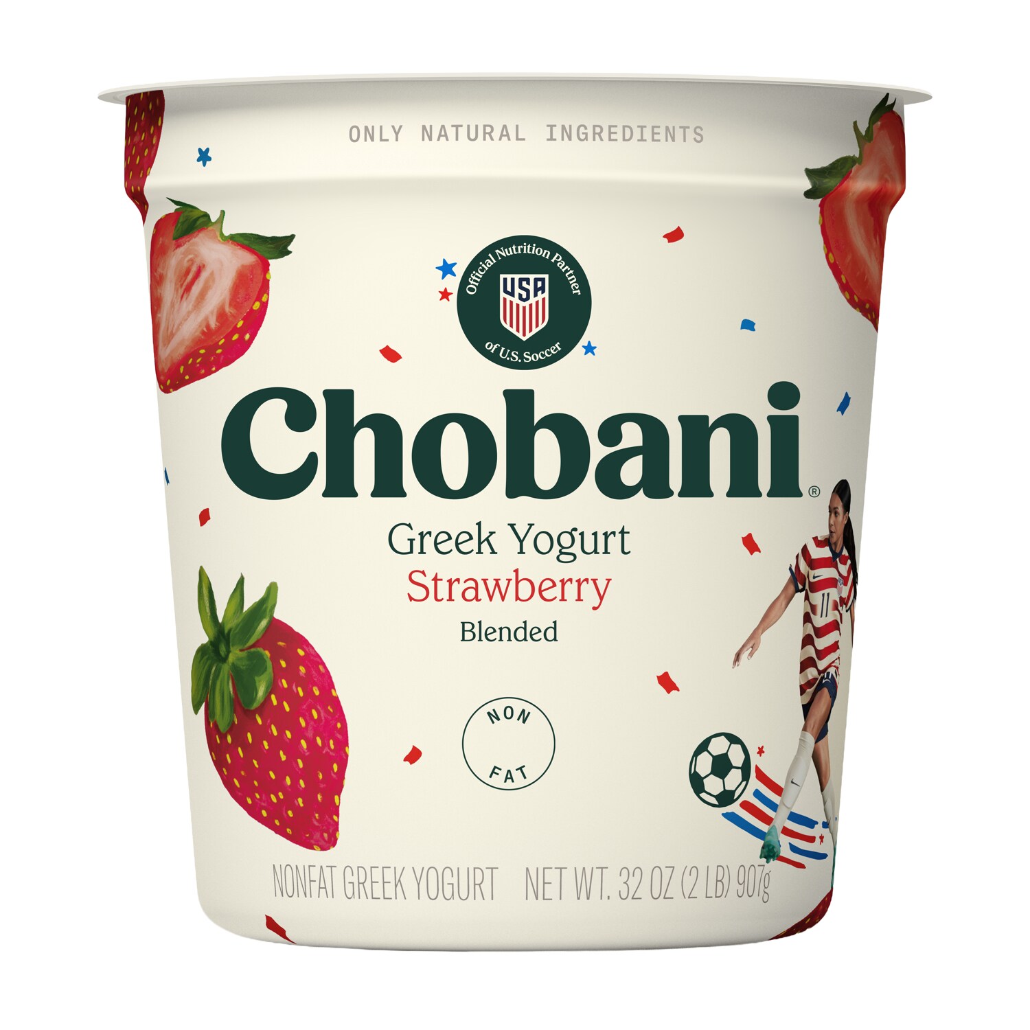 Chobani Non-Fat Greek Yogurt, Strawberry Blended