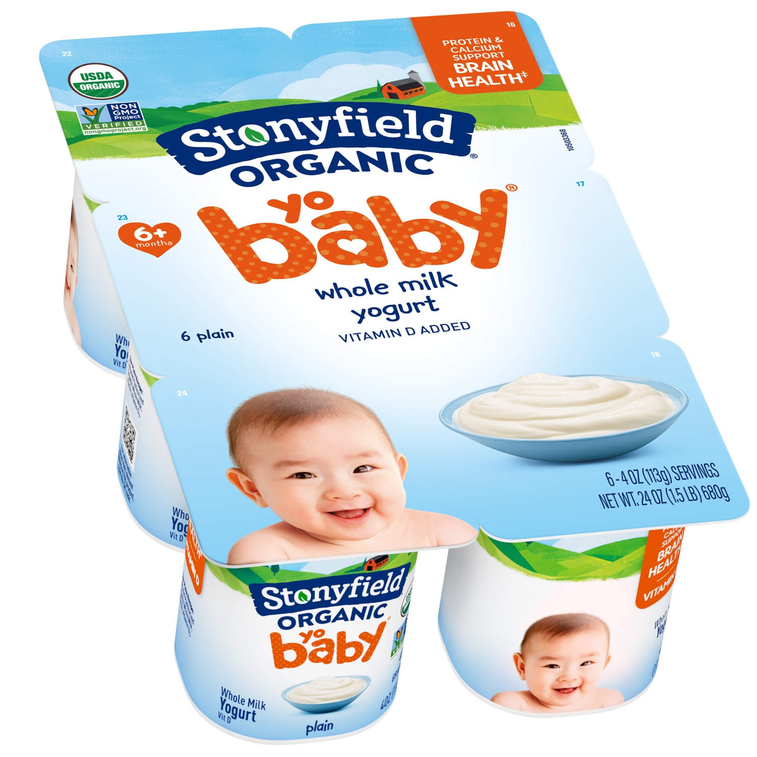Stonyfield Organic YoBaby Whole Milk Yogurt Cups, Plain