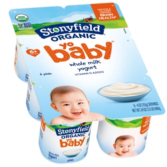 Stonyfield Organic YoBaby Whole Milk Yogurt Cups, Plain
