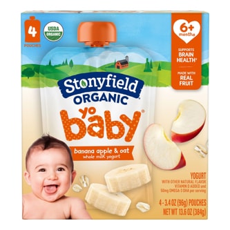 Stonyfield Organic YoBaby Whole Milk Yogurt Pouches, Banana & Oat