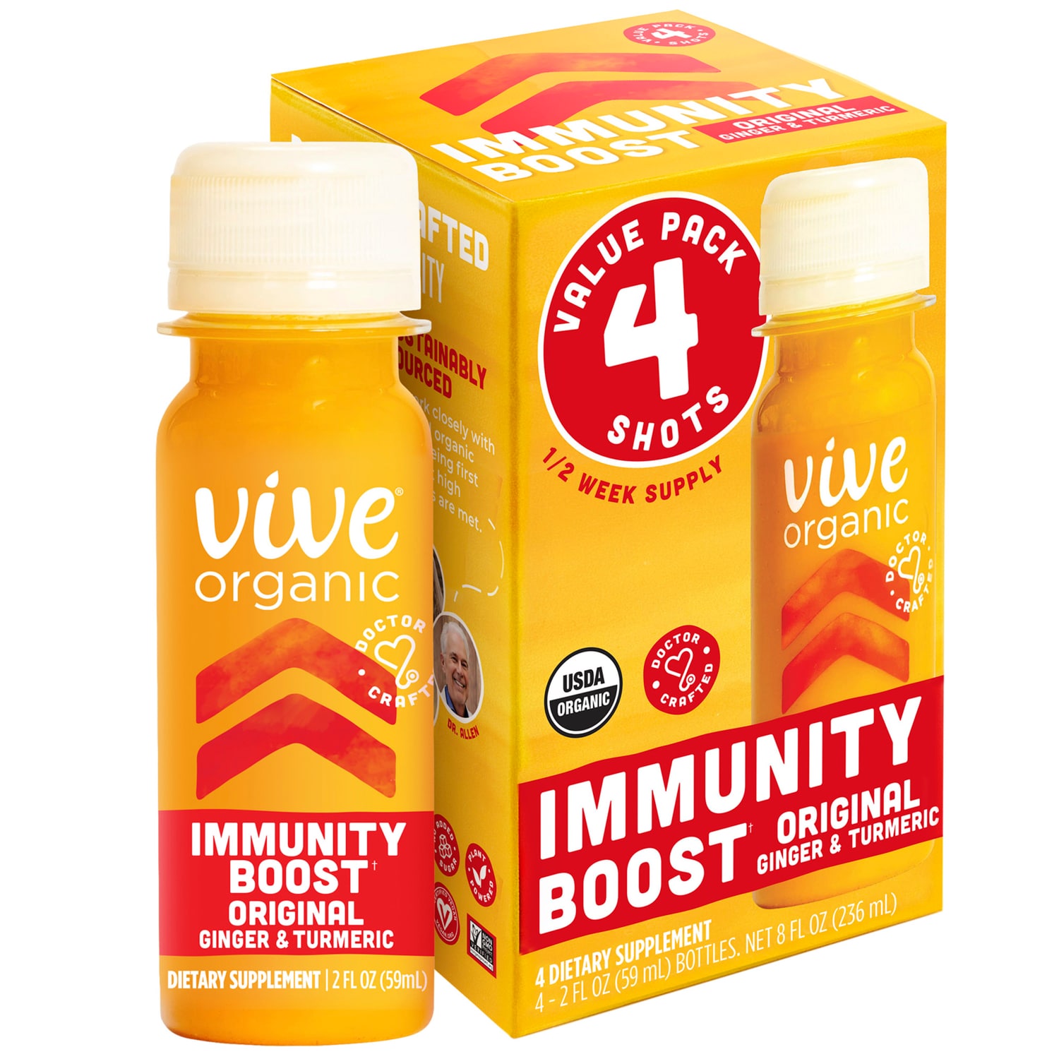 Vive Organic Immunity Boost Shot, Original Ginger and Turmeric Wellness Shot