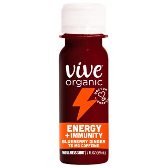 Vive Organic Energy + Immunity Shot, Blueberry Ginger Wellness Shot With 75 mg Caffeine