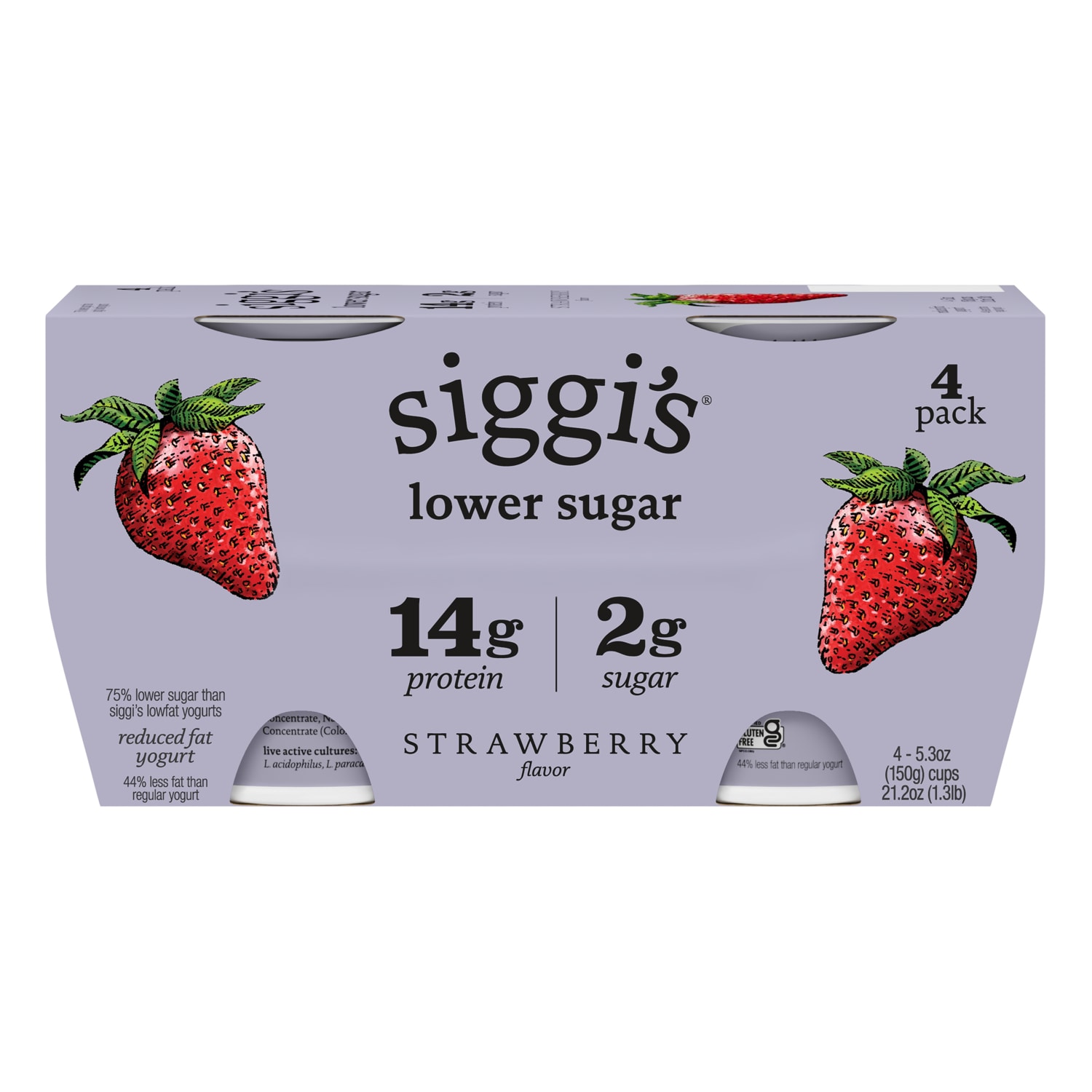Siggi's Skyr Lower Sugar, Lower Calorie Icelandic-Style Strained 2% Low-Fat Yogurt, Strawberry
