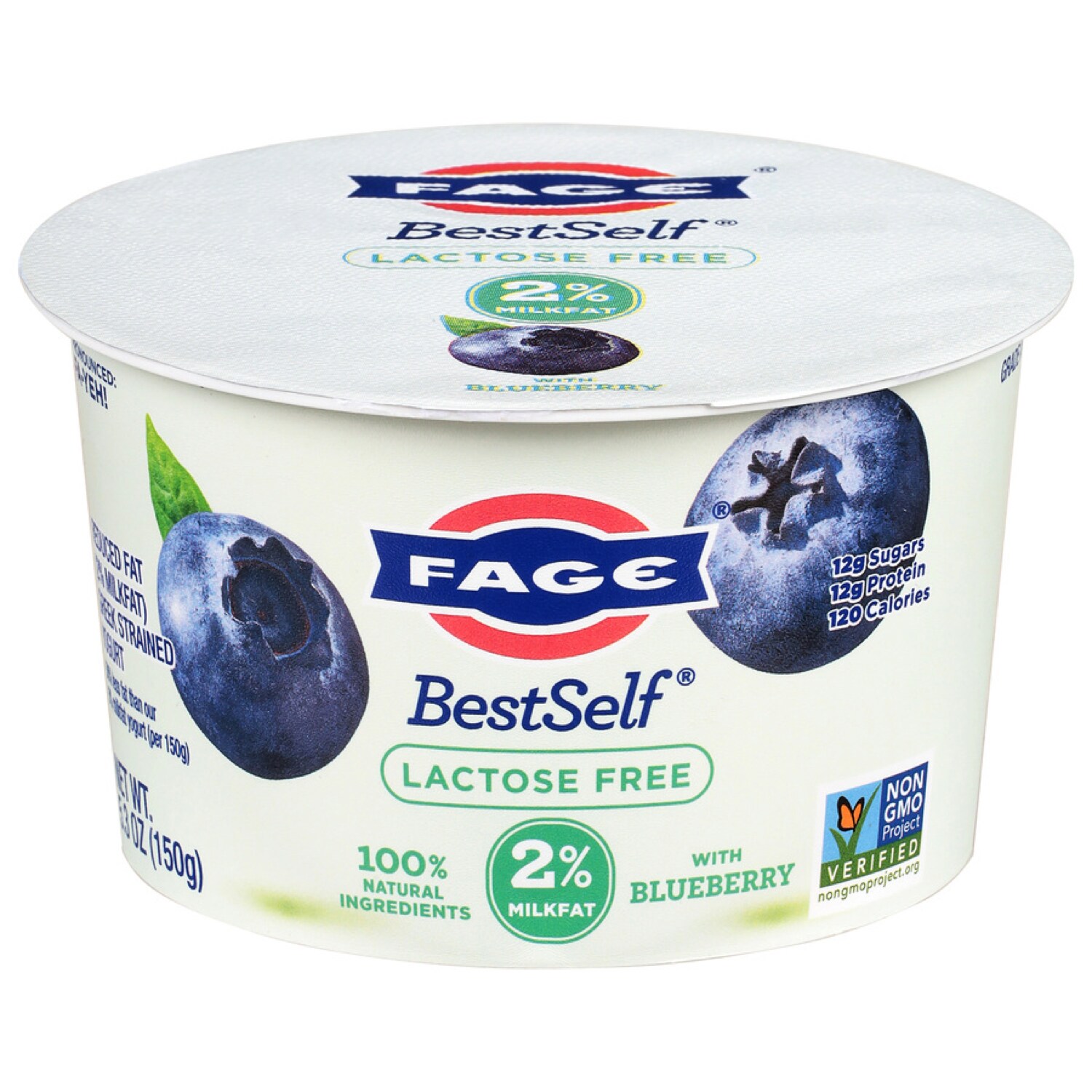 Fage BestSelf Lactose Free 2% Greek Yogurt Split Cup, Blueberry