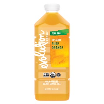 Evolution Fresh Cold-Pressed Organic Pure Orange Juice, Pulp Free, Plastic Bottle
