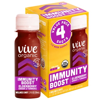 Vive Organic Immunity Boost Shot, Elderberry, Ginger and Turmeric Wellness Shot