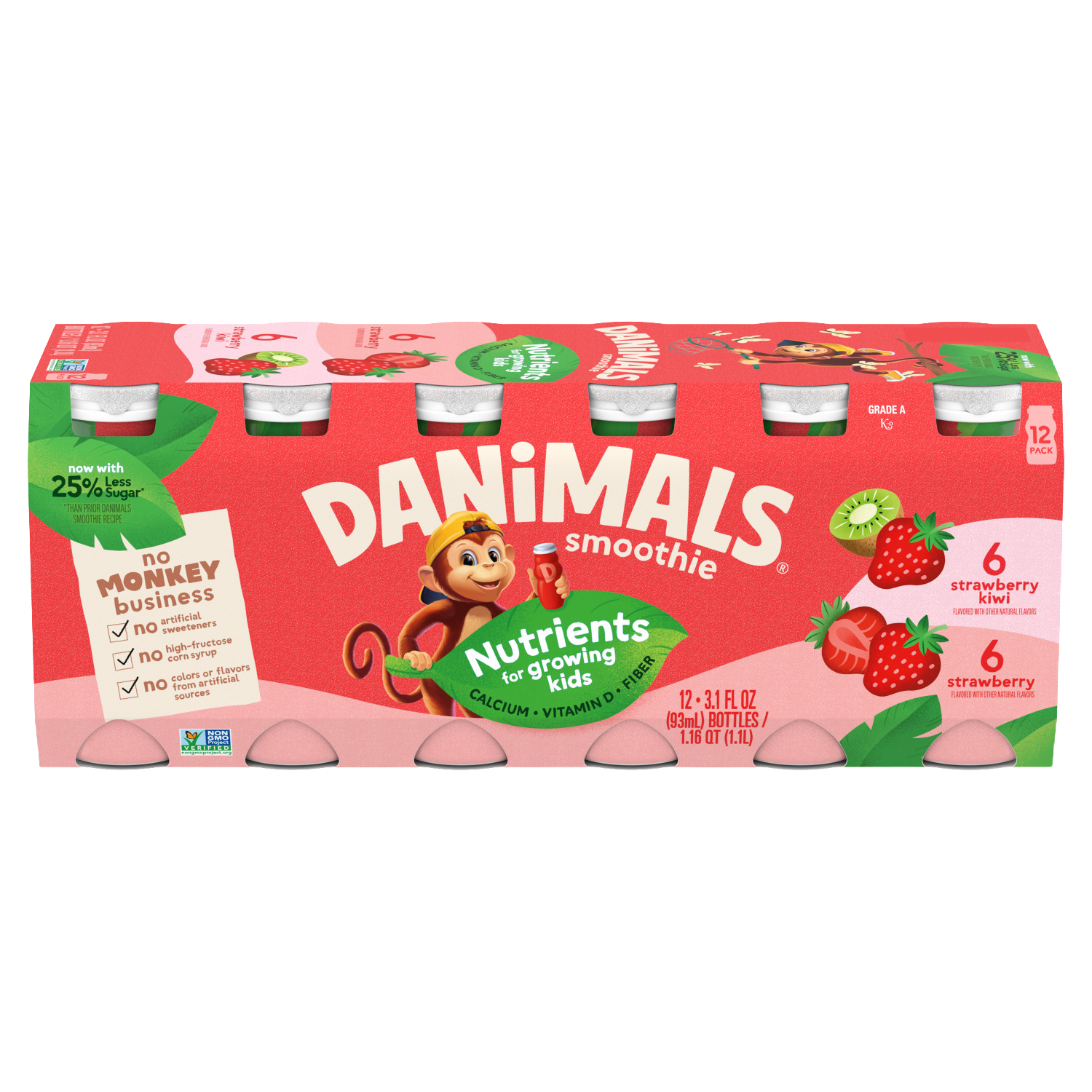 Danimals Smoothie, Strawberry Kiwi & Strawberry