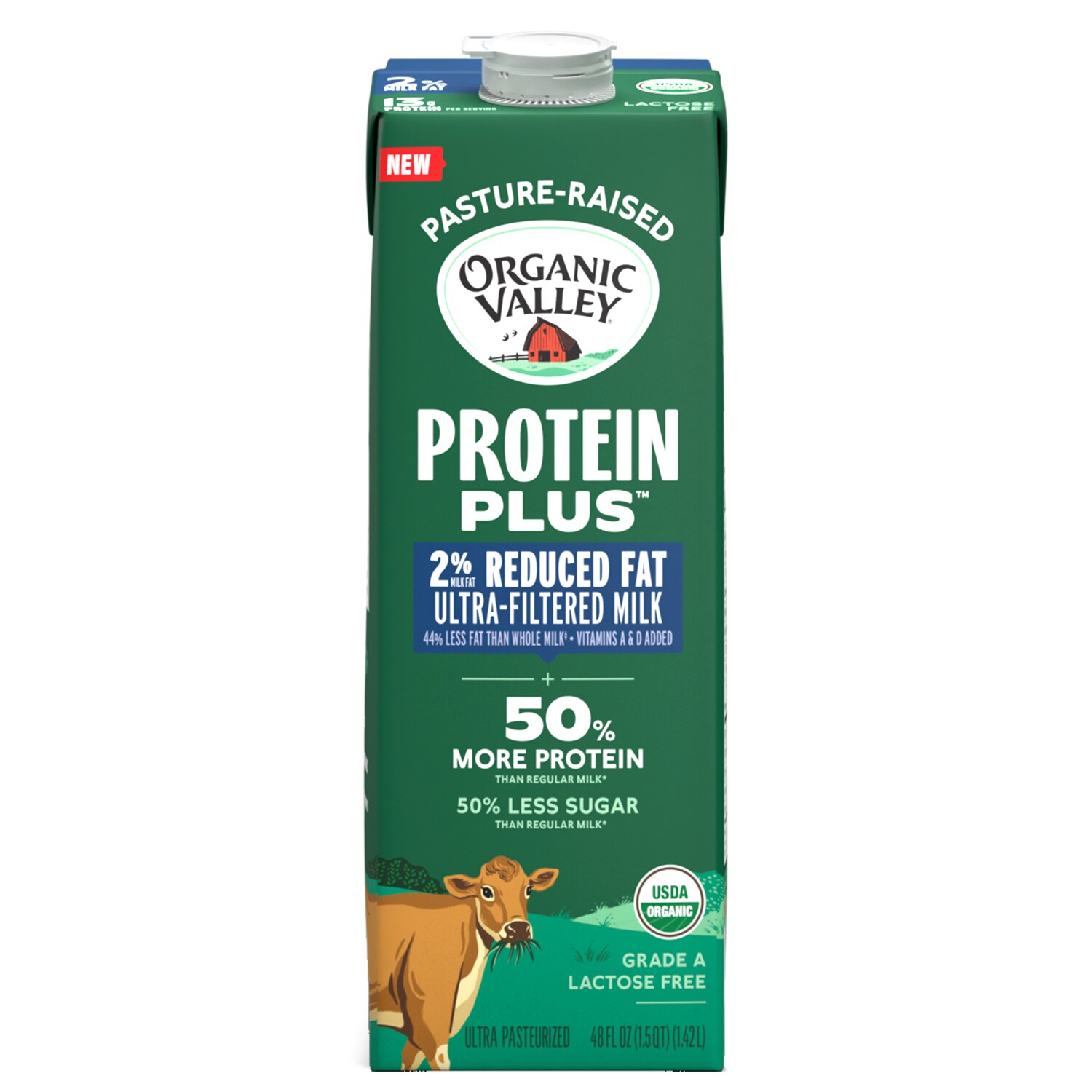 Organic Valley Lactose Free Protein Plus 2% Reduced-Fat Milk, Carton