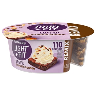 Dannon Light & Fit Fat Free Greek Yogurt & Mix-Ins, Brownie Sundae