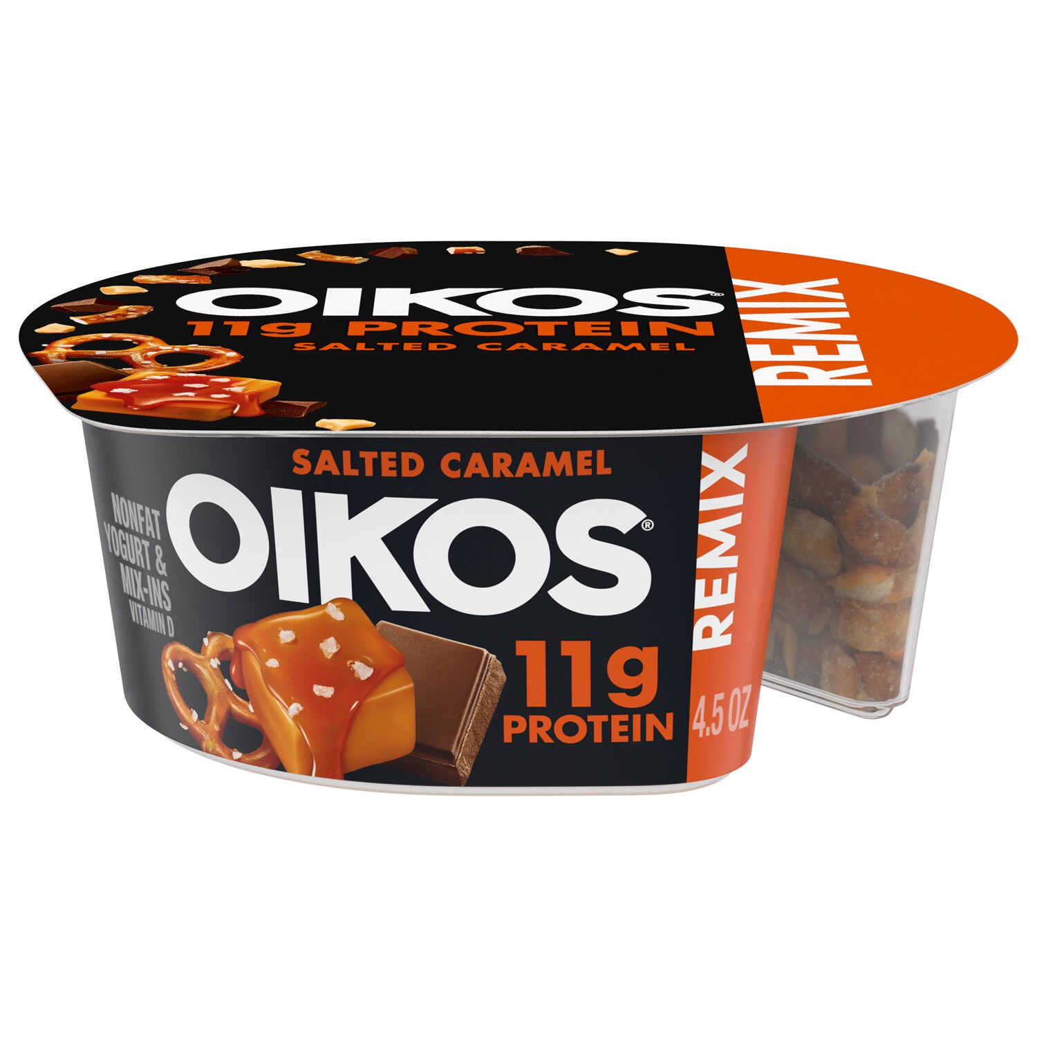 Dannon Oikos Remix Nonfat Greek Yogurt & Mix-Ins, Salted Caramel
