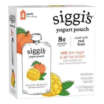 Siggi's Kids Reduced Fat Yogurt Pouches, Peach Mango