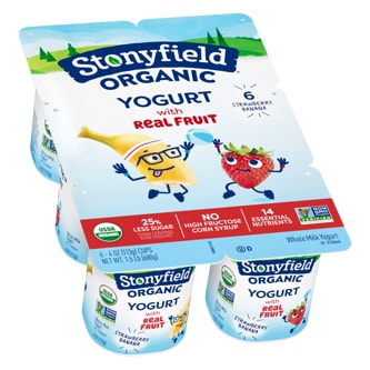 Stonyfield Organic Whole Milk Kids Yogurt Cups, Strawberry Banana