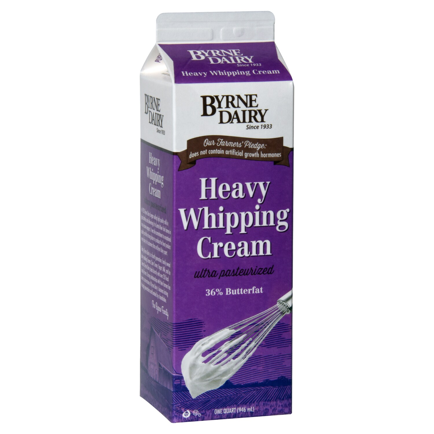 Byrne Dairy Ultra-Pasteurized 36% Butterfat Heavy Whipping Cream, Carton