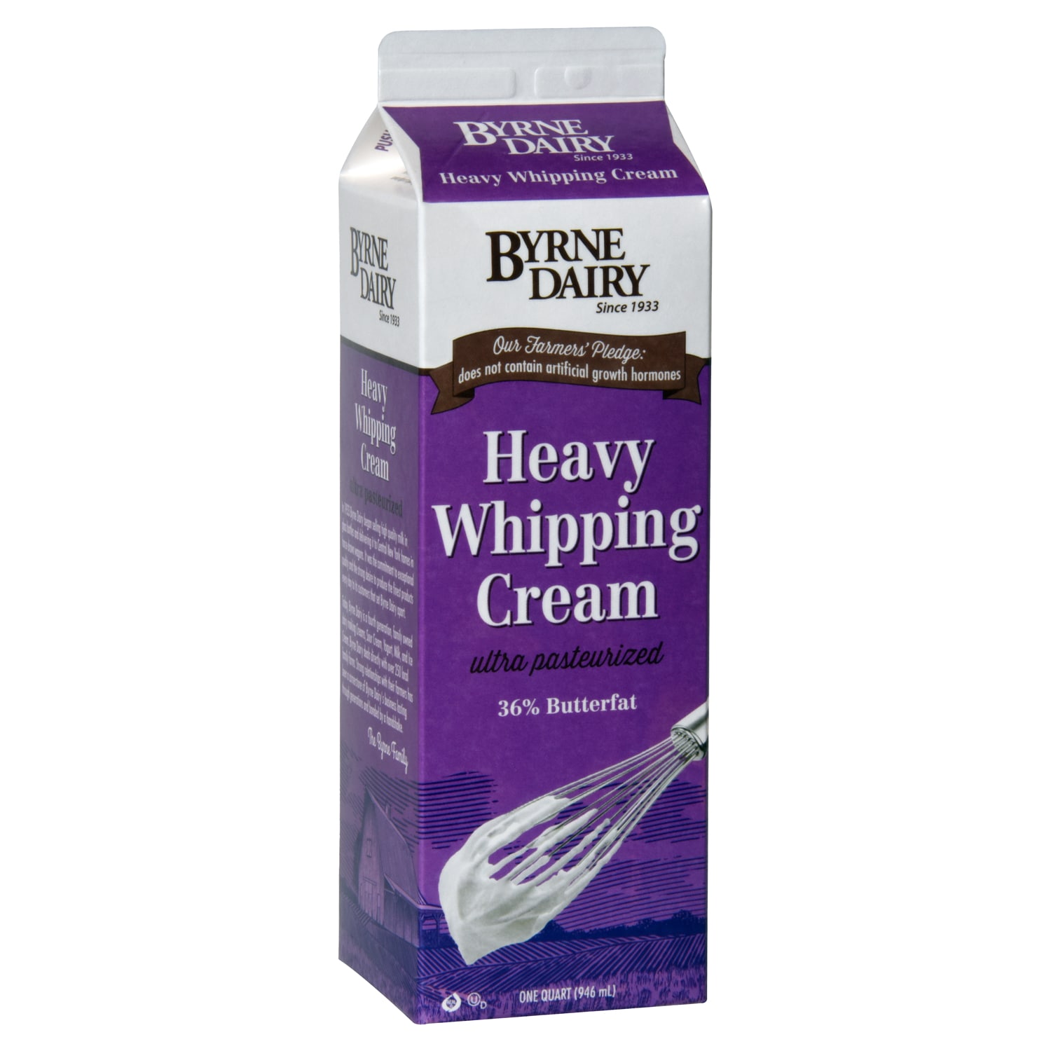 Byrne Dairy Ultra-Pasteurized 36% Butterfat Heavy Whipping Cream, Carton