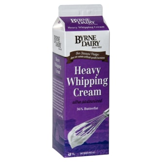 Byrne Dairy Ultra-Pasteurized 36% Butterfat Heavy Whipping Cream, Carton