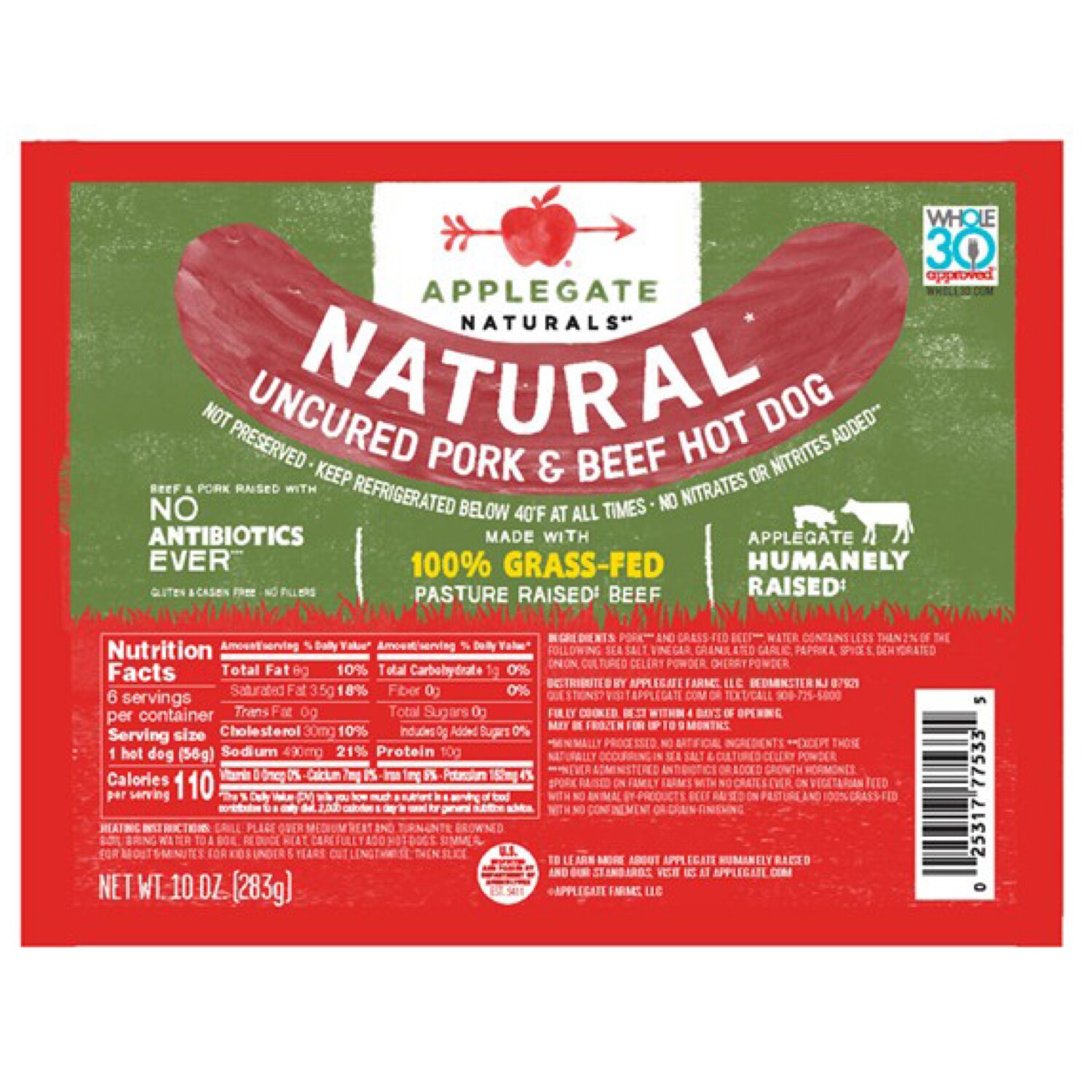 Applegate Natural Uncured Pork & Beef Hot Dog