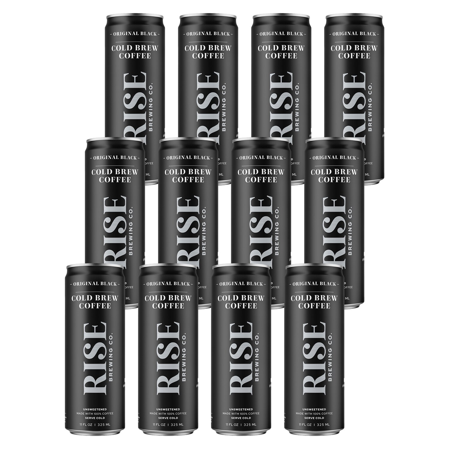 RISE Brewing Co. Nitro Cold Brew Coffee, Original Black, Cans
