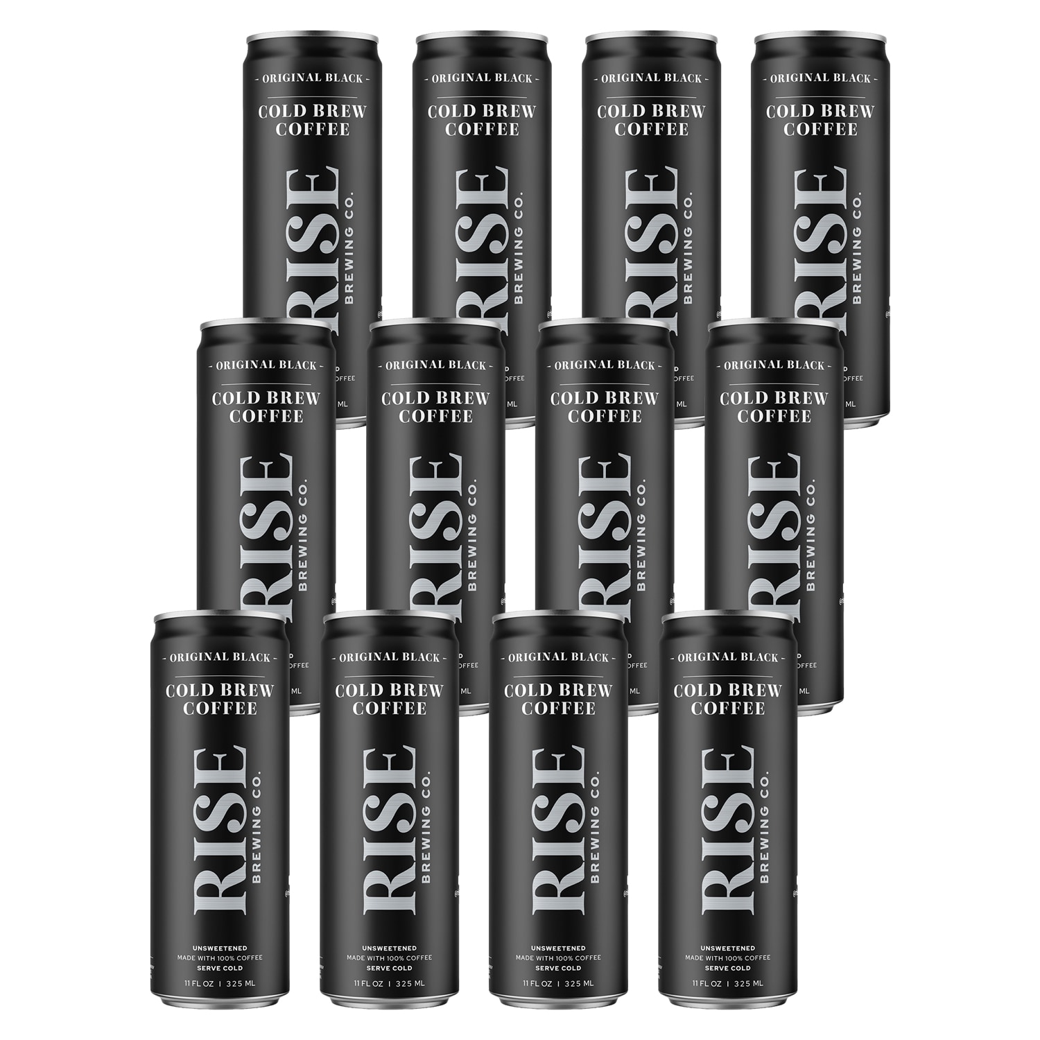 RISE Brewing Co. Nitro Cold Brew Coffee, Original Black, Cans