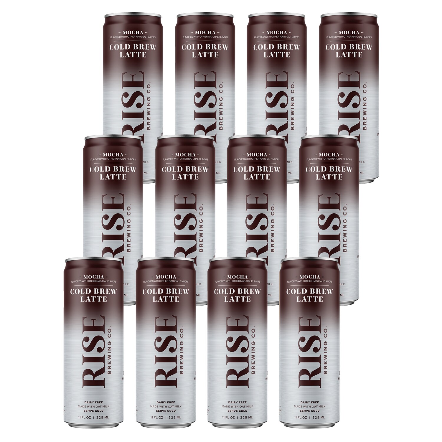 RISE Brewing Co. Nitro Cold Brew Coffee, Oat Milk Mocha, Cans
