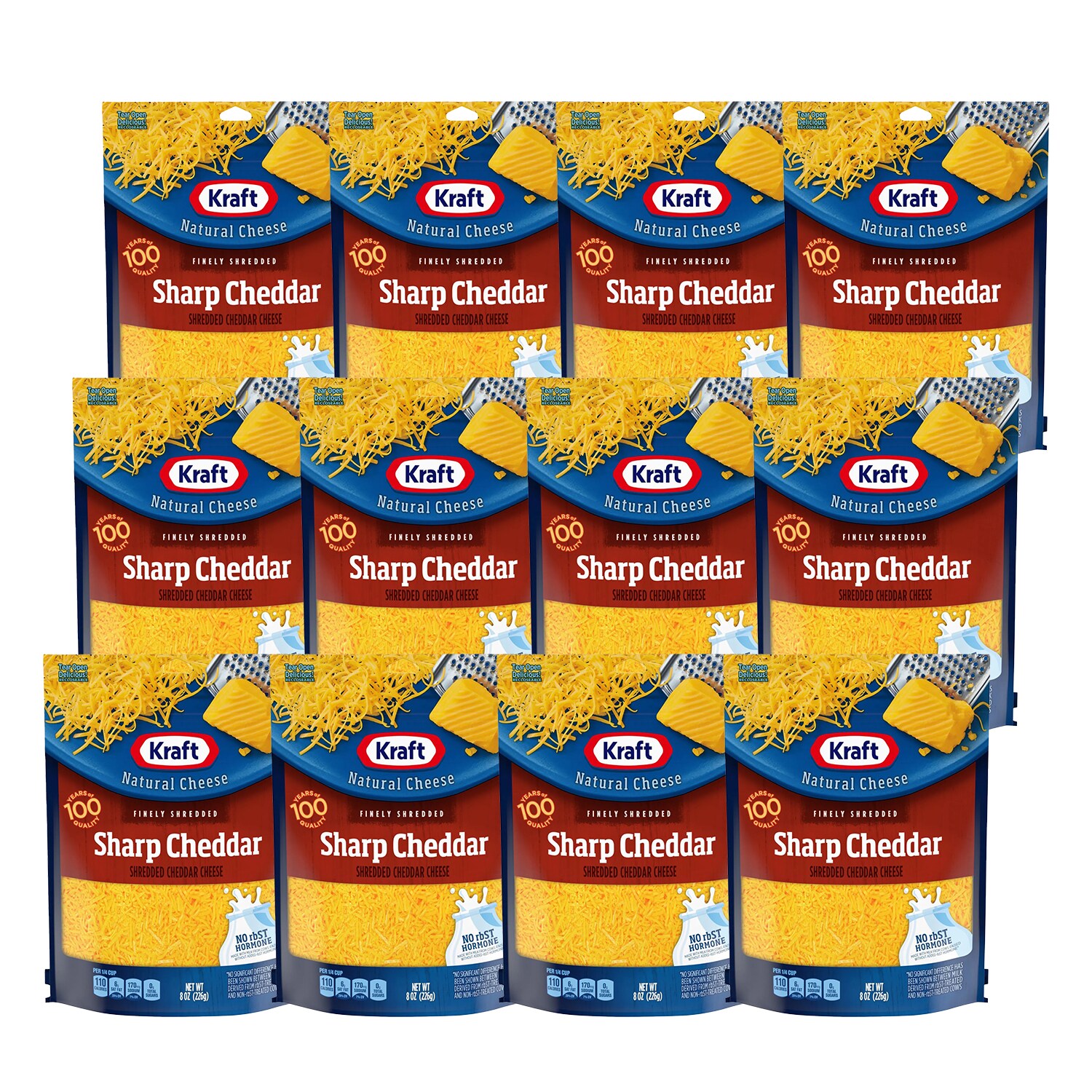 Kraft Natural Finely Shredded Sharp Cheddar Cheese, Case