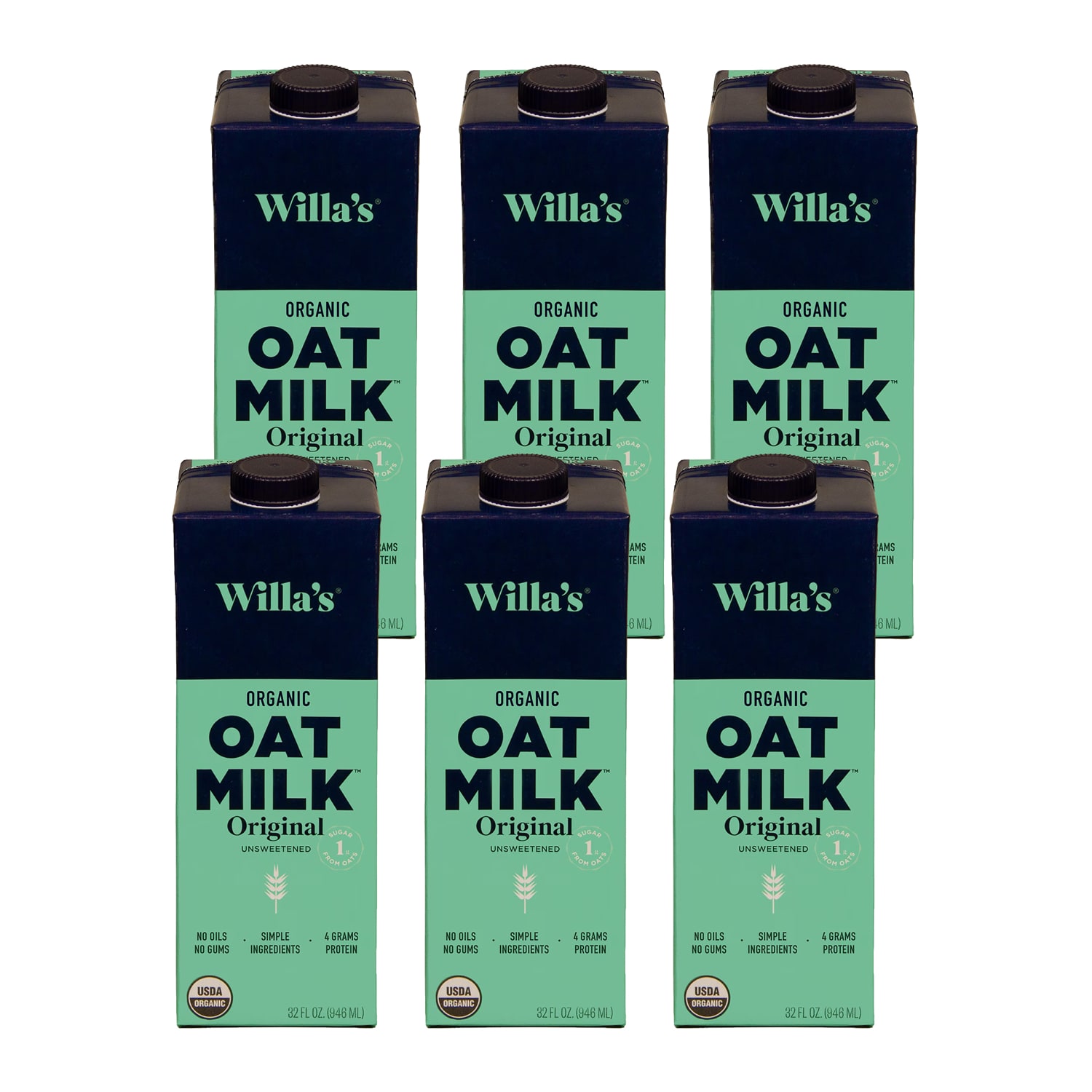 Willa's Organic Oat Milk Original, Unsweetened, Carton, Case