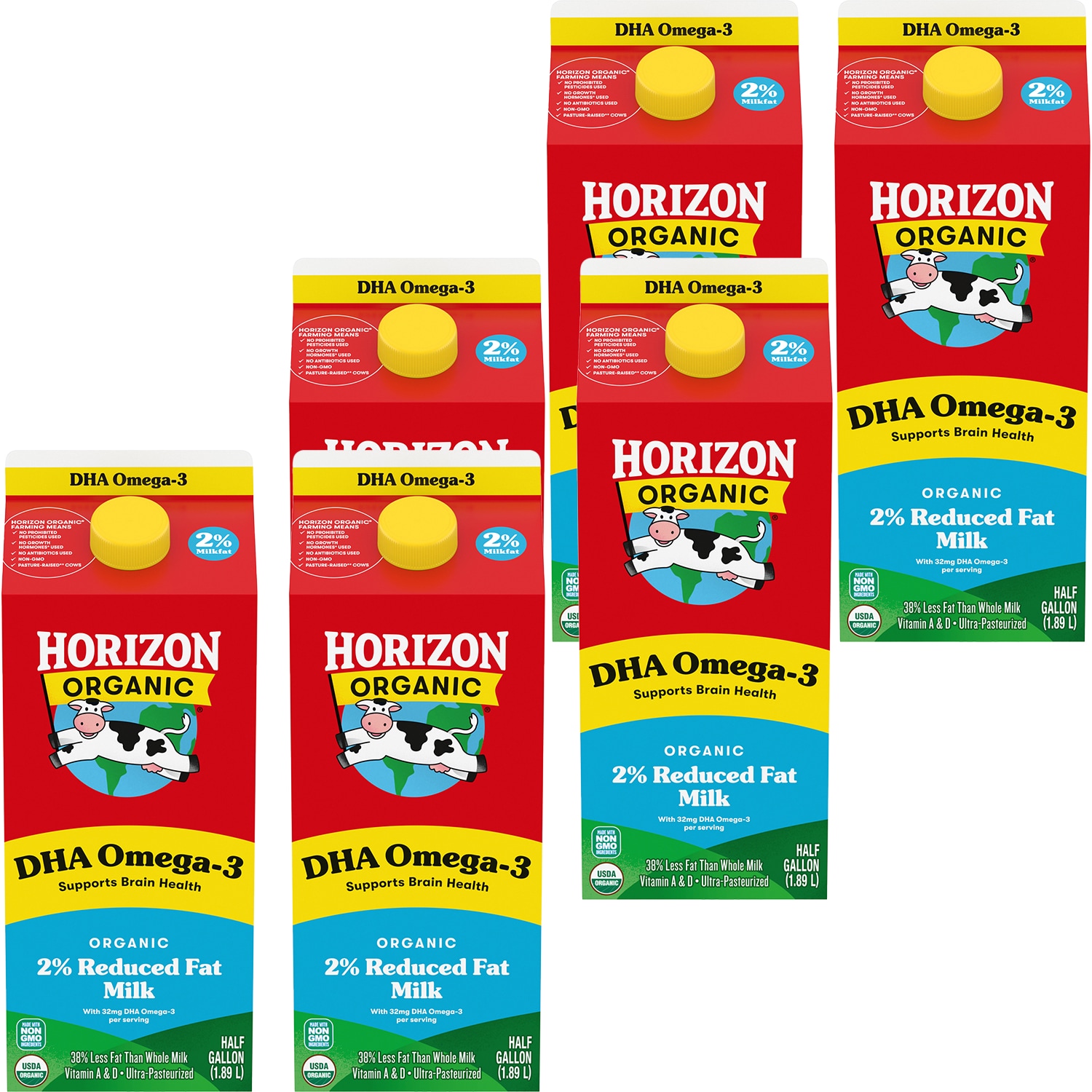 Horizon Organic 2% Reduced Fat Milk with DHA Omega-3, Case