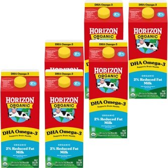 Horizon Organic 2% Reduced Fat Milk with DHA Omega-3, Case