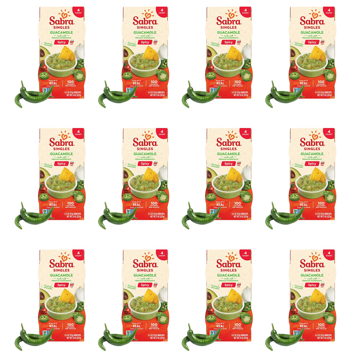 Sabra Guacamole Singles, Spicy, Case