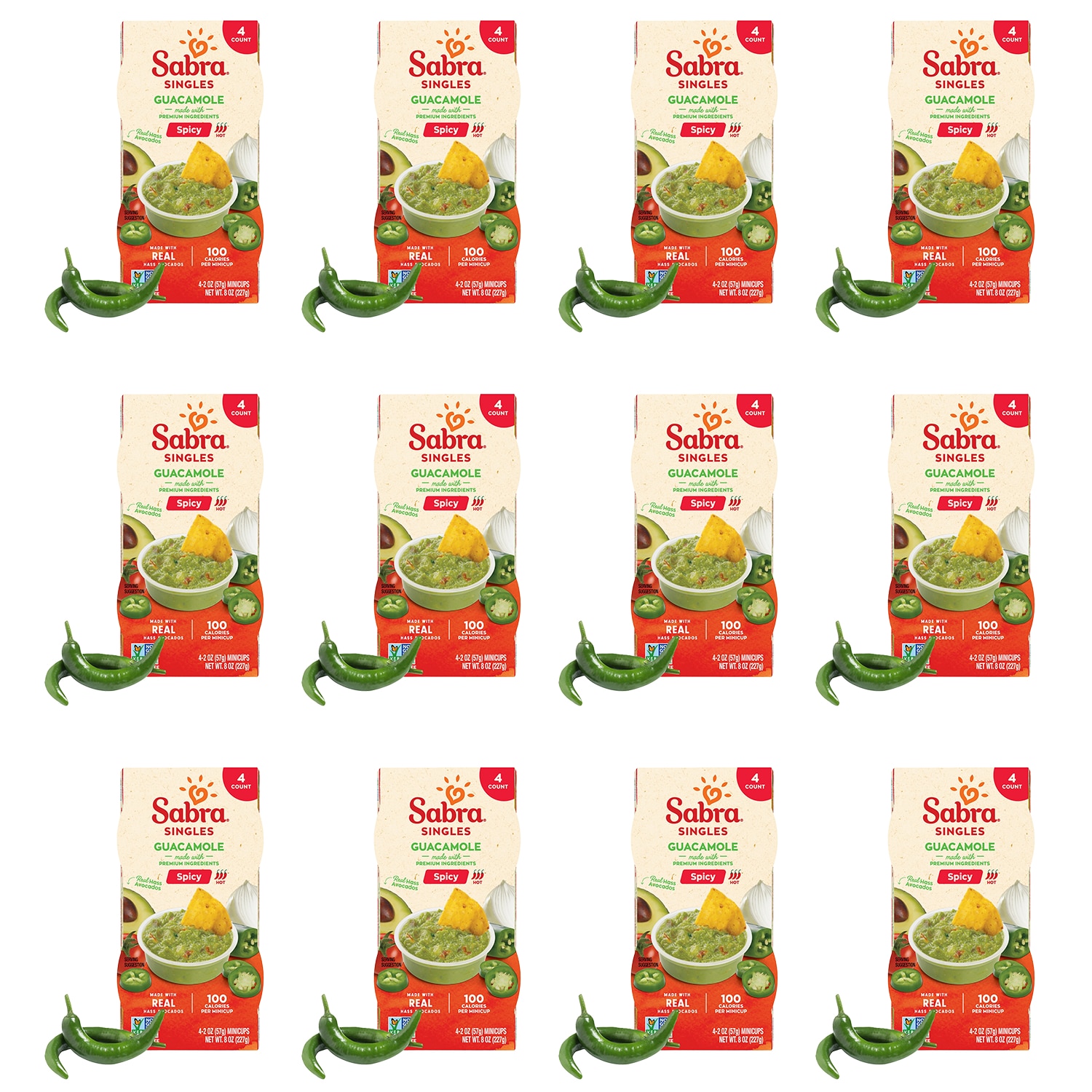 Sabra Guacamole Singles, Spicy, Case