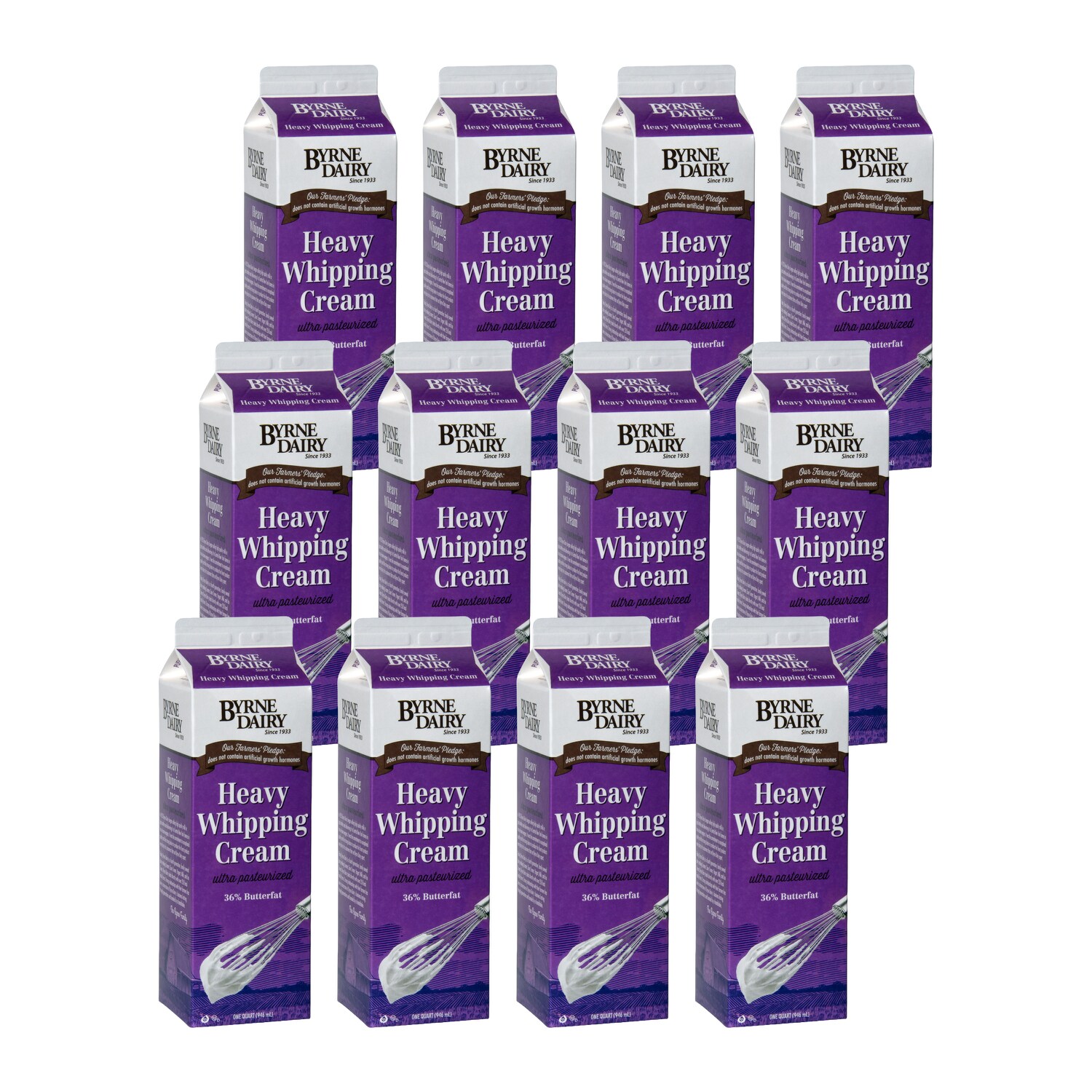 Byrne Dairy Ultra-Pasteurized 36% Butterfat Heavy Whipping Cream, Carton, Case