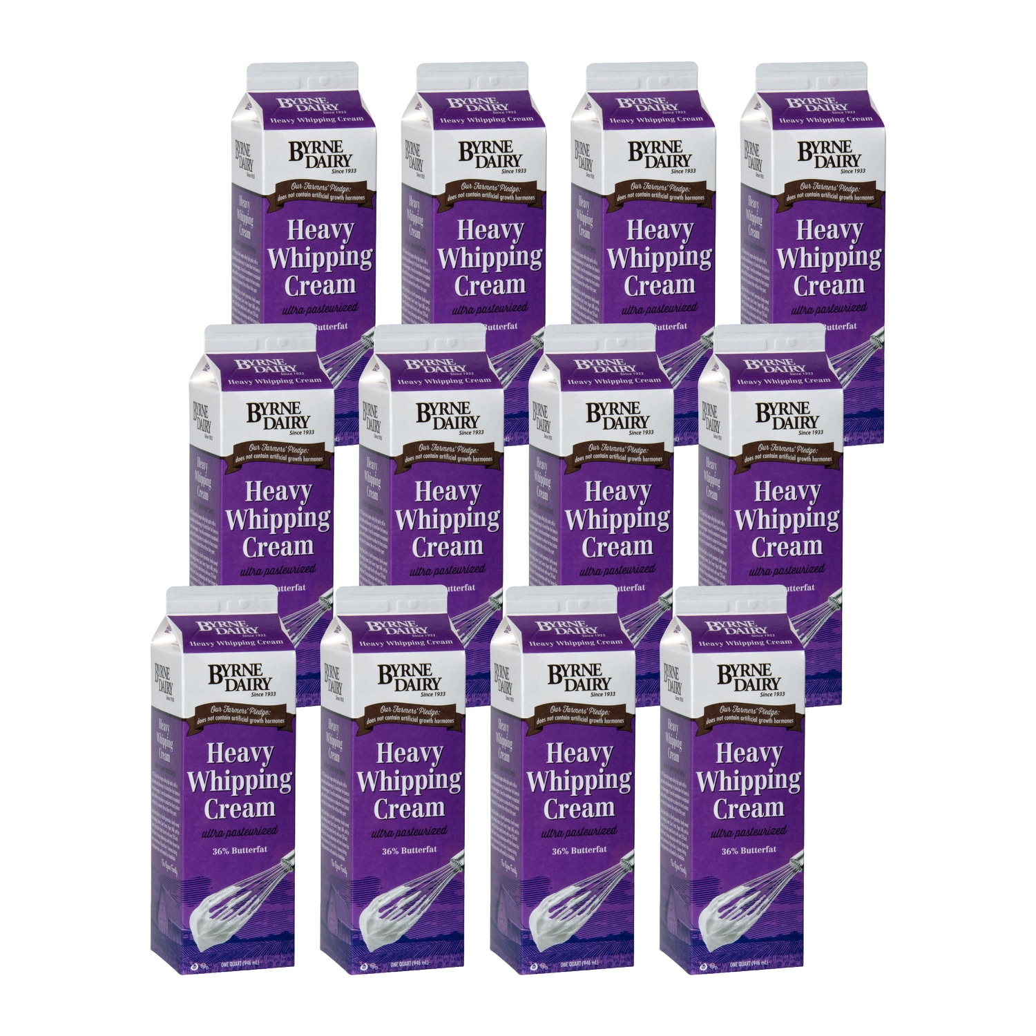 Byrne Dairy Ultra-Pasteurized 36% Butterfat Heavy Whipping Cream, Carton, Case