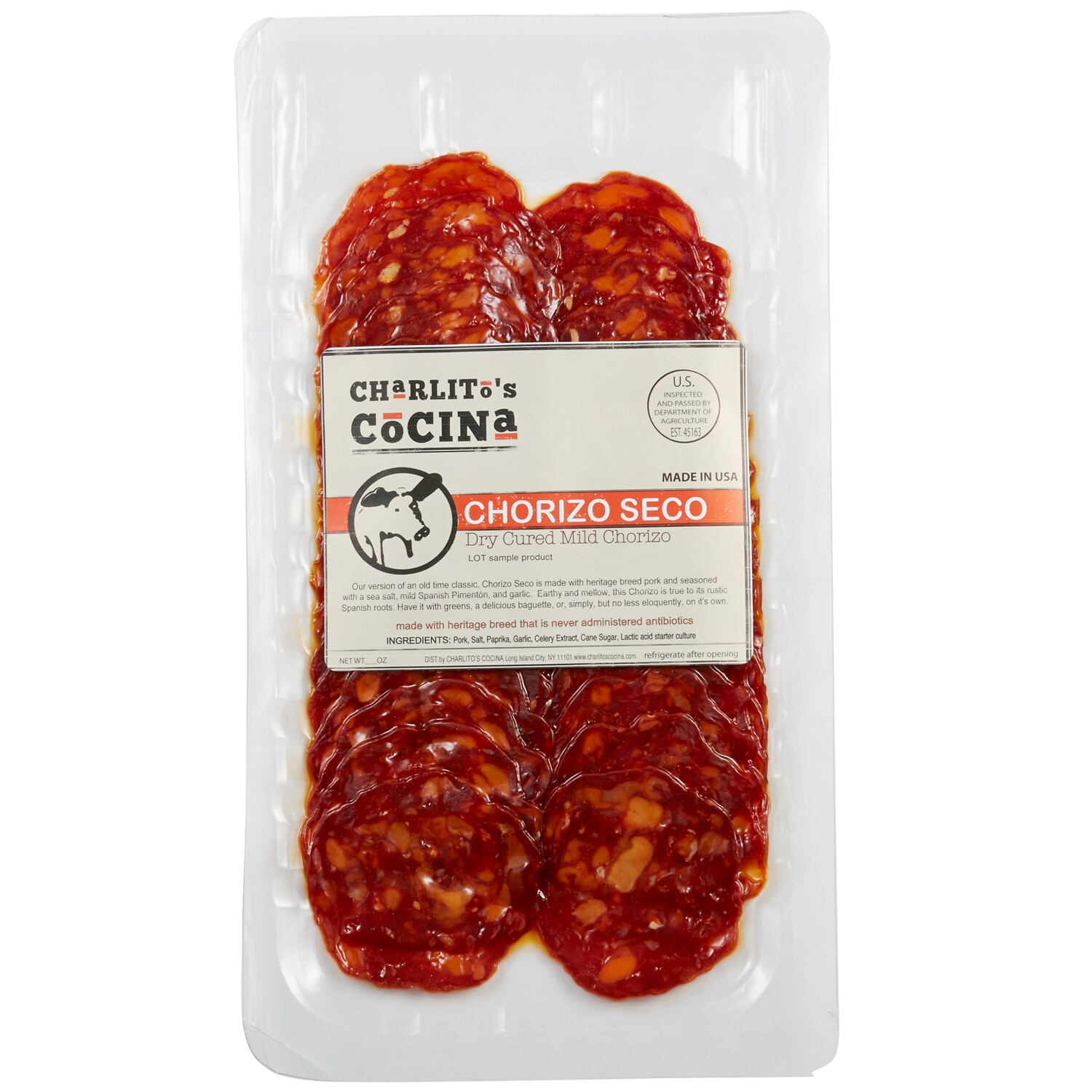 Charlito's Cocina Dry Cured Chorizo, Chorizo Seco, Pre-Sliced 