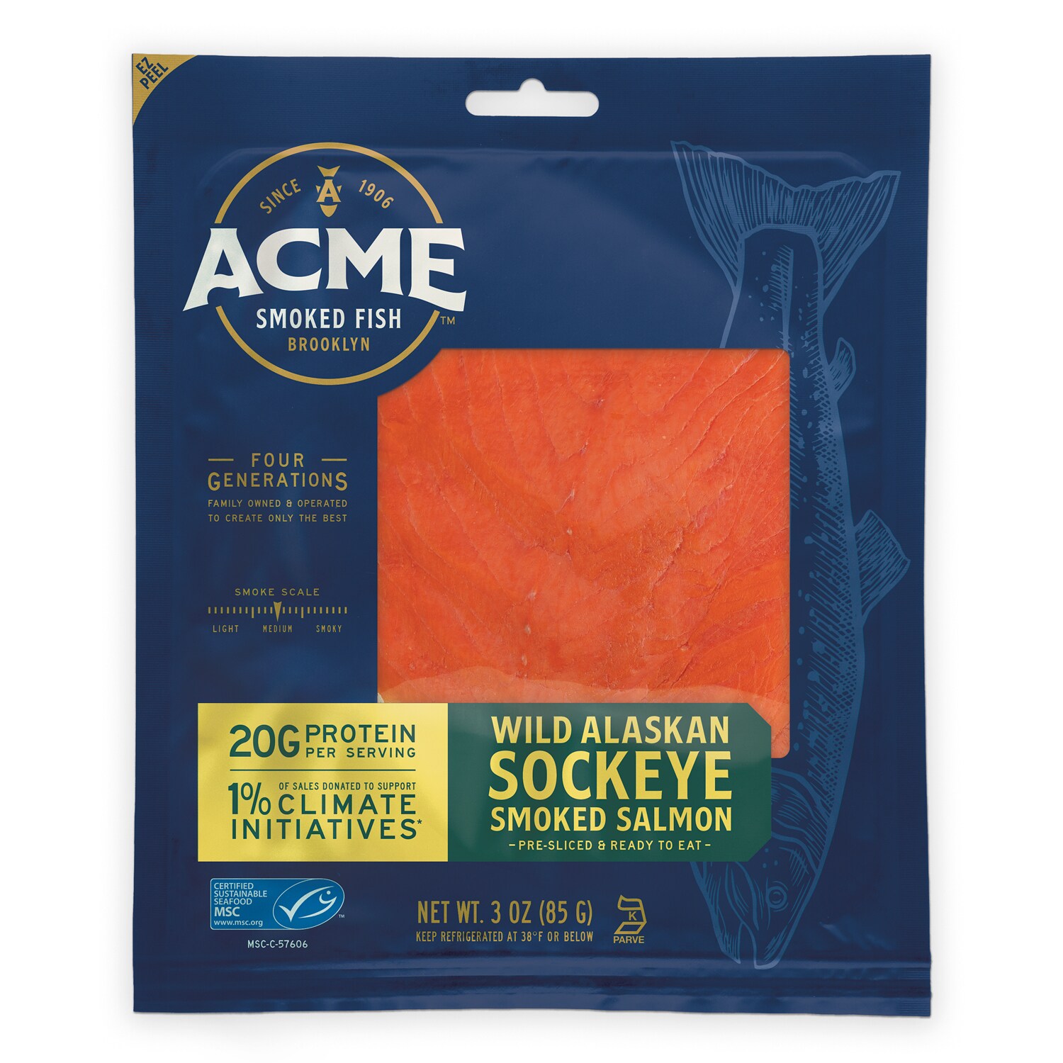 Acme Smoked Wild Alaskan Sockeye Salmon, MSC Certified 