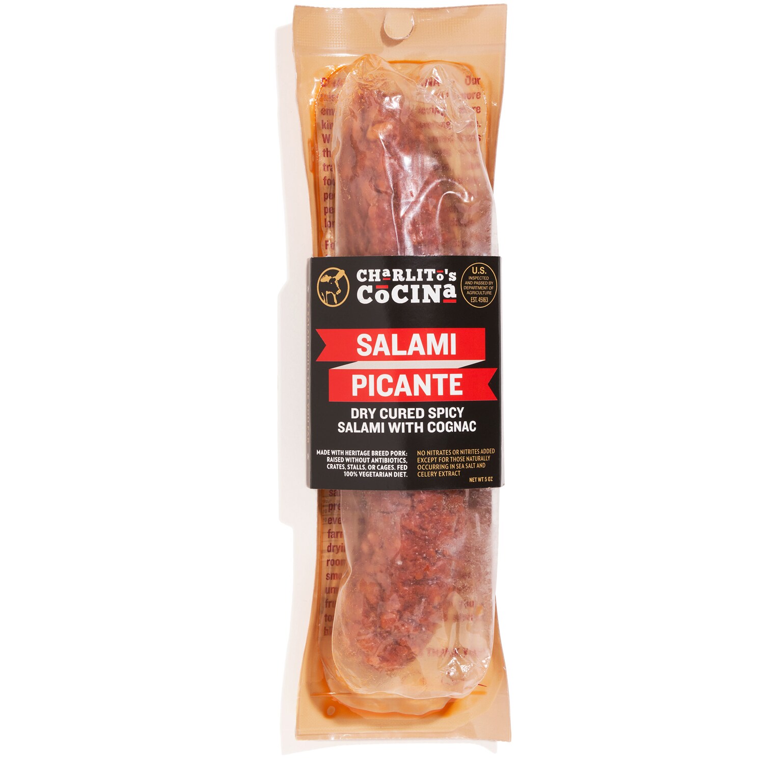 Charlito's Cocina Dry Cured Spicy Salami, Salami Picante  