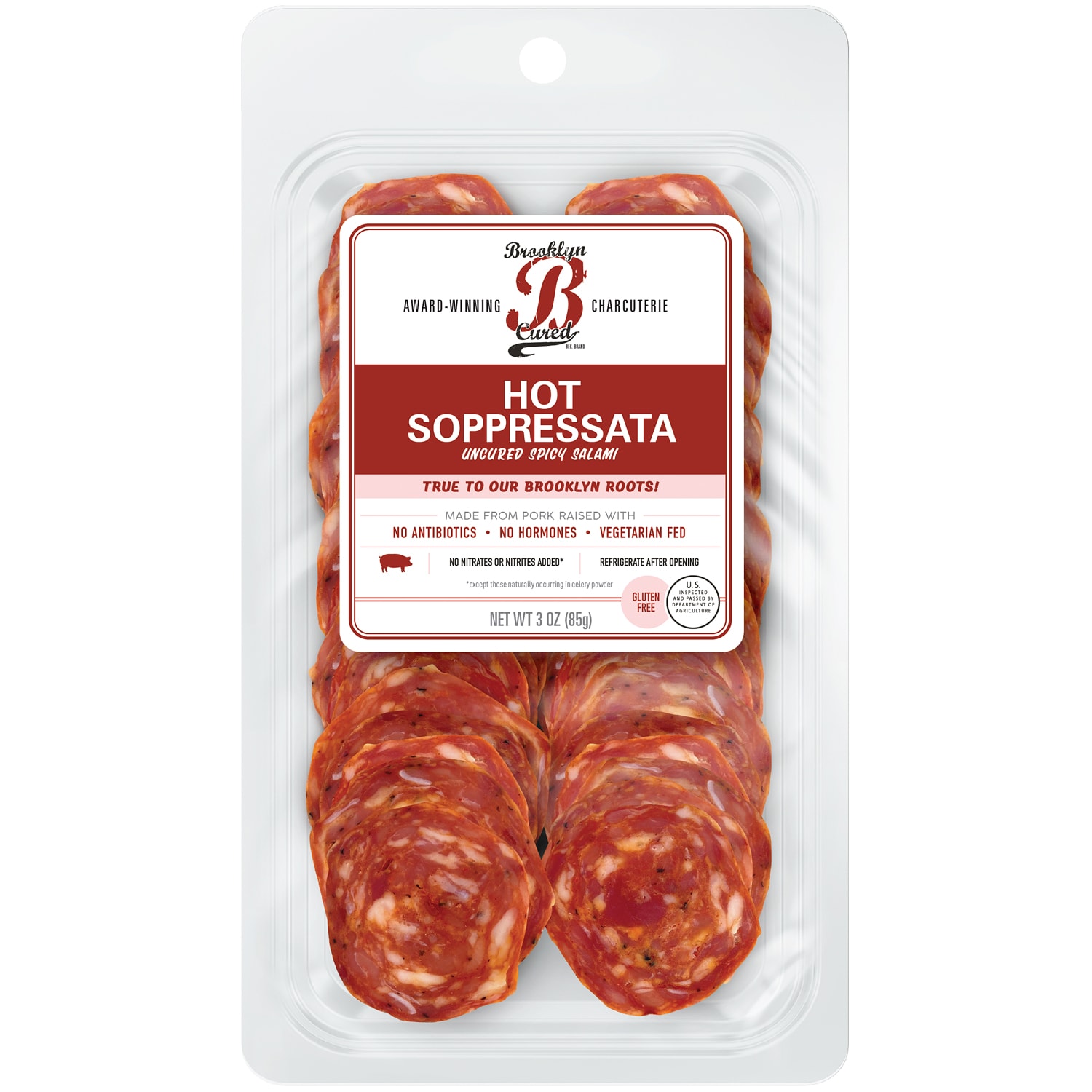 Brooklyn Cured Uncured Hot Soppressata, Pre-Sliced