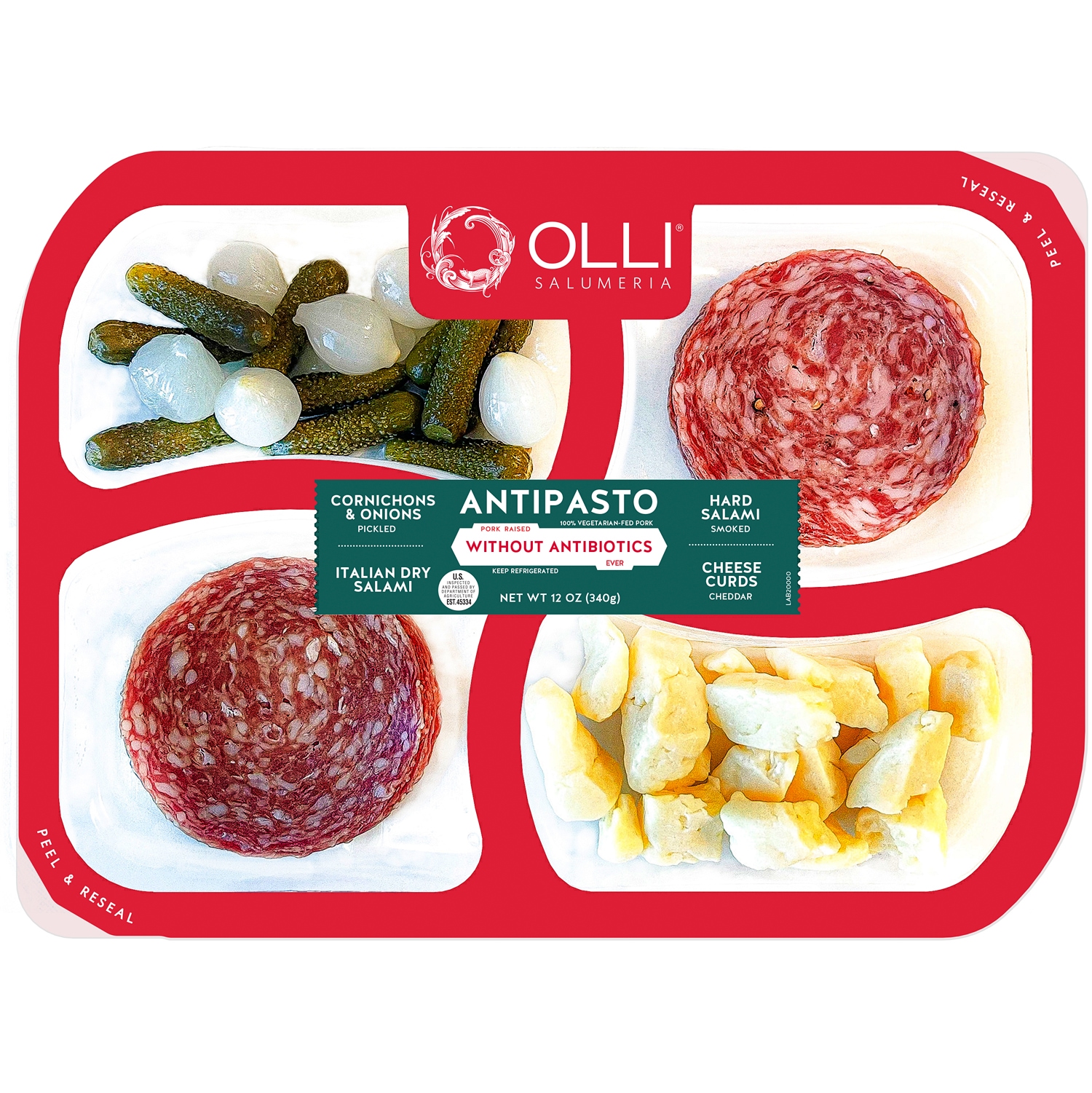 Olli Salumeria Antipasto Tray, Hard & Italian Dry Salami, Cheese Curds & Cornichons