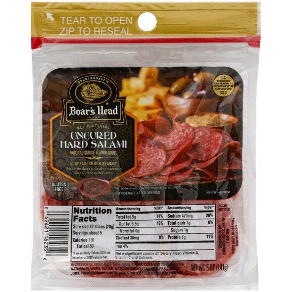 Boar's Head All Natural Sliced Uncured Hard Salami