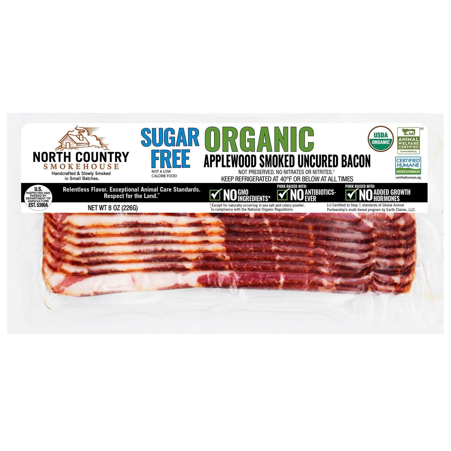 North Country Smokehouse Organic Sugar Free Applewood Smoked Uncured Bacon