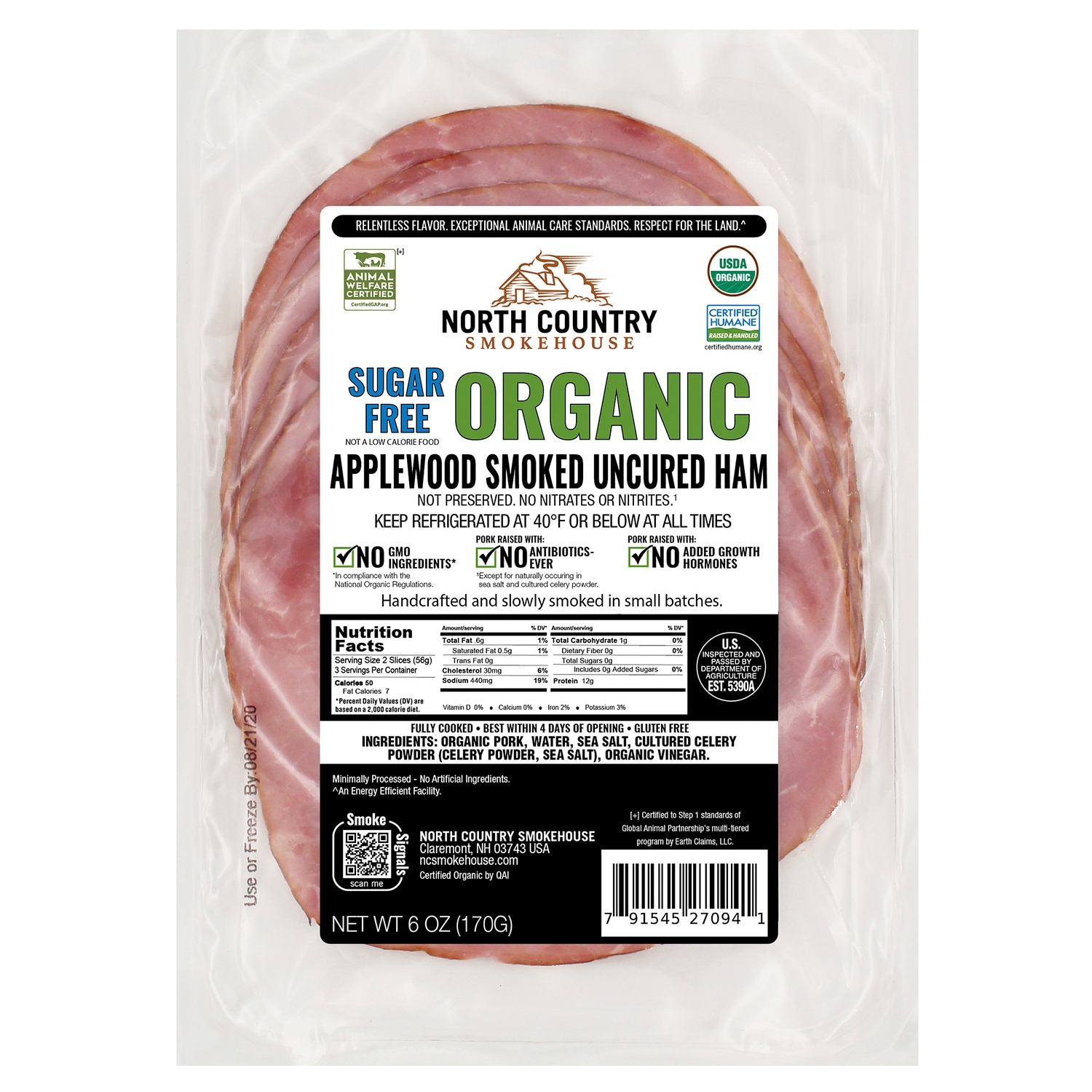 North Country Smokehouse Organic Sugar Free Applewood Smoked Uncured Ham