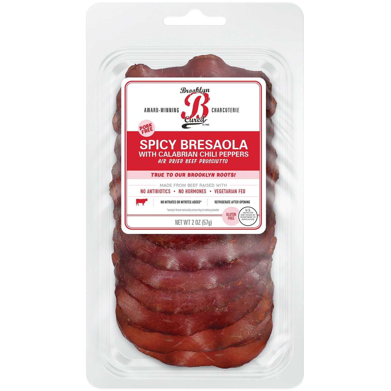 Brooklyn Cured Spicy Bresaola with Calabrian Chili Peppers, Pre-Sliced
