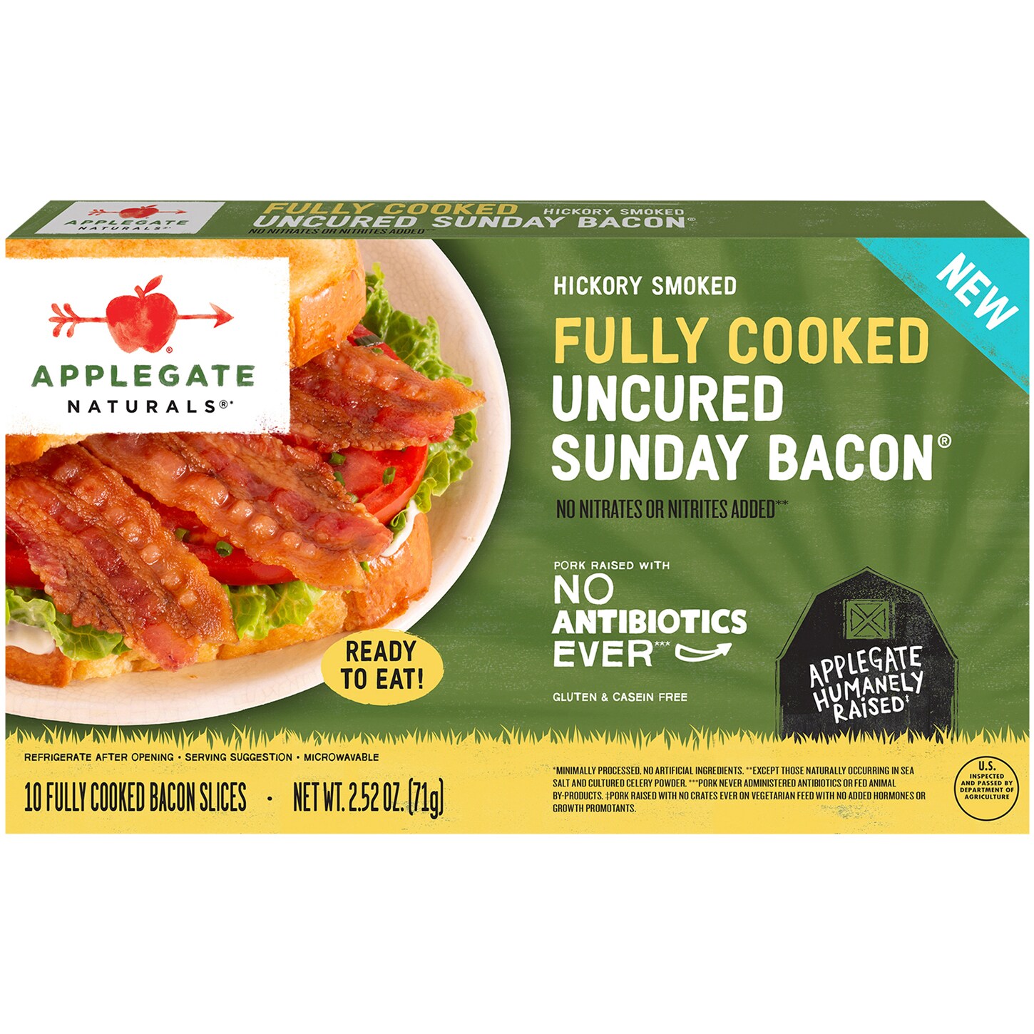 Applegate Naturals Hickory Smoked Fully Cooked Uncured Sunday Bacon
