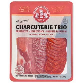 Three Little Pigs Charcuterie Trio, Prosciutto, Sopressata and Uncured Pepperoni
